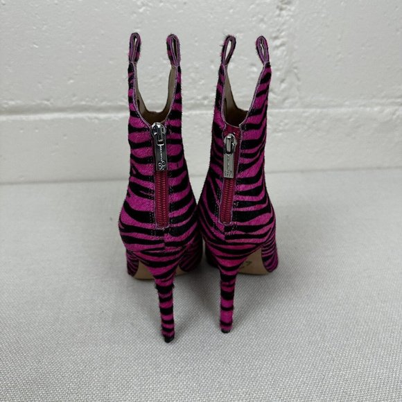 Jessica Simpson Zebra Stiletto Heels Hot Pink Black Booty Boots Women's 8.5 - Picture 10 of 12